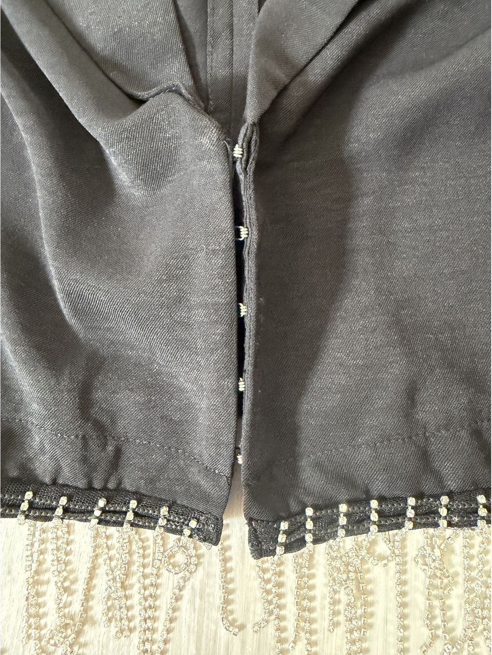 EE:some Silver Rhinestone Grunge Revival Fringe Mob Wife Crop Blazer size small - Picture 9 of 11